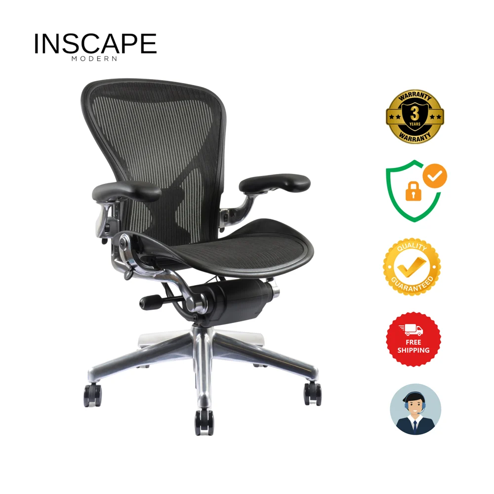 Herman Miller Classic Aeron Chrome Task Office Chair Ergonomic (Renewed)